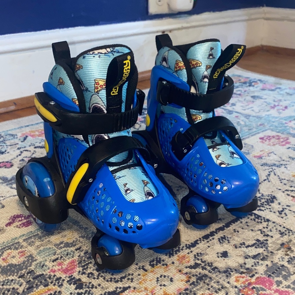 Blue and Black Kids Roller Skates